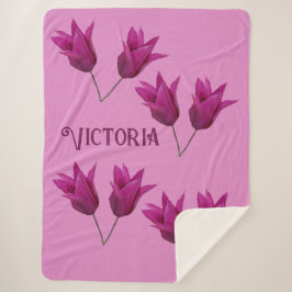 Cobertor Sherpa Folheto de tulipas cor-de-rosa