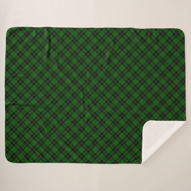 Cobertor Sherpa Forbes tartan green xadrez preta (Frente (Horizontal))