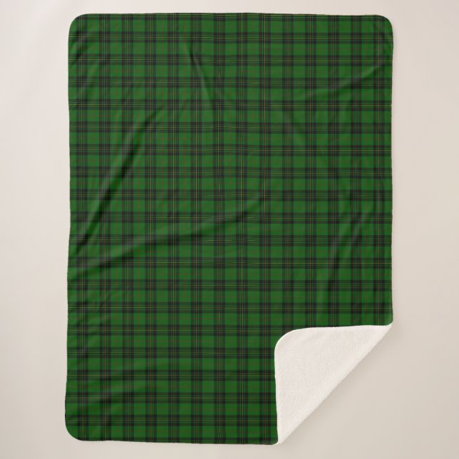 Cobertor Sherpa Forbes tartan green xadrez preta (Frente)