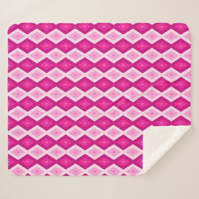 Cobertor Sherpa Formas de diamante fuchsia (Frente (Horizontal))