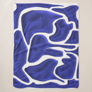 Cobertor Sherpa Formas Fluidas Azuis Abstratas – Arte Moderna 3D