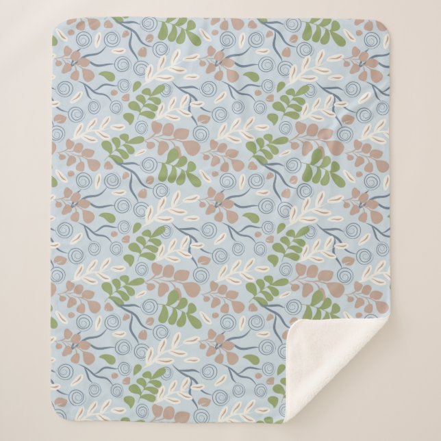 Cobertor Sherpa Formas orgânicas botânicas (Frente)
