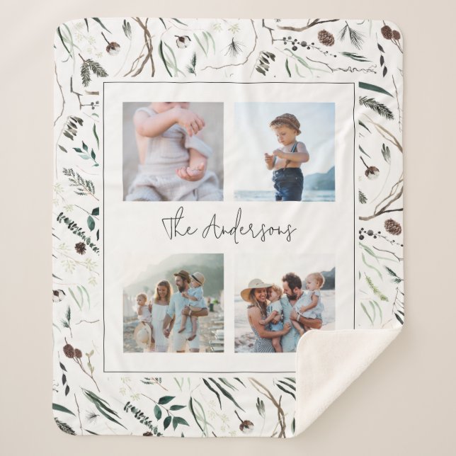 Cobertor Sherpa Foto botânica 4 verde-moderna e elegante (Frente)