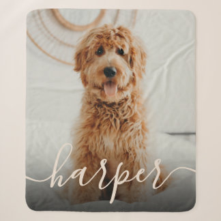 Cobertor Sherpa Foto de animal de estimação e nome em letra manusc
