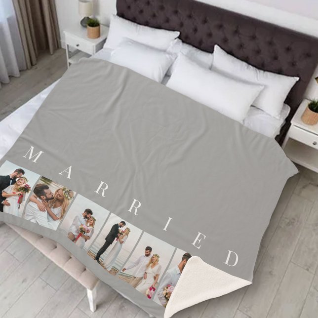 Cobertor Sherpa Foto de casamento Colagem 7 Imagem casada com Cinz (Criador carregado)