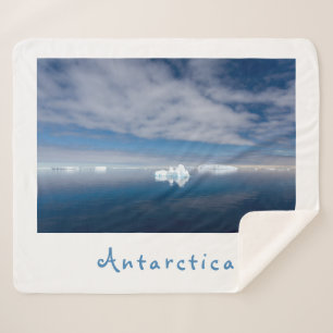 Cobertor Sherpa Foto de gelo flutuante na Antártica com texto