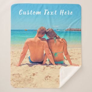 Cobertor Sherpa Foto e texto personalizados - seu próprio Design 