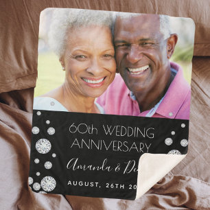 Cobertor Sherpa Foto personalizada do aniversário de casamento de