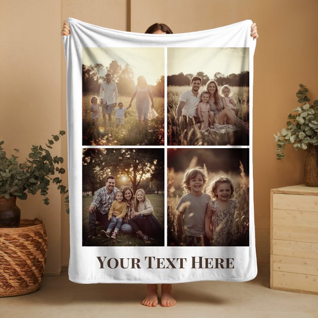 Cobertor Sherpa Foto personalizada Sherpa Blanket Collage Avô Gift (Criador carregado)