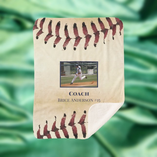 Cobertor Sherpa Foto Rustic de Baseball Personalizada (Criador carregado)