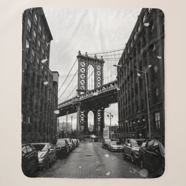 COBERTOR SHERPA FOTOGRAFIA GRAYSCALE DA BRIDGE BROOKLYN (Frente)