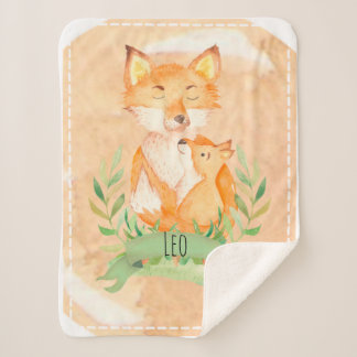 Cobertor Sherpa Fox Baby Blanket Personalizável Sherpa