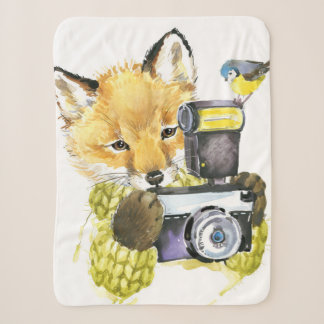 Cobertor Sherpa Fox bonito da aguarela que toma imagens