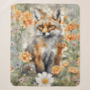 Cobertor Sherpa Fox Watercolor Trabalho de arte