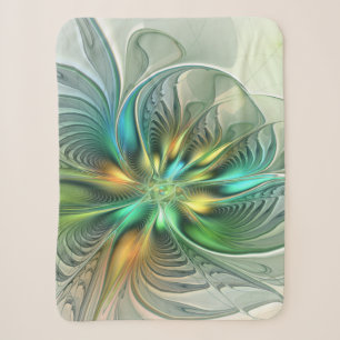Cobertor Sherpa Fractal de Flor Moderna de Fantasy Abstrato