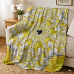 Cobertor Sherpa Fractal Dourado Abstrato
