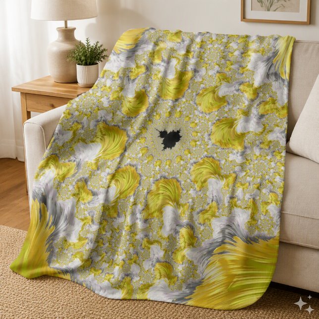 Cobertor Sherpa Fractal Dourado Abstrato (Criador carregado)