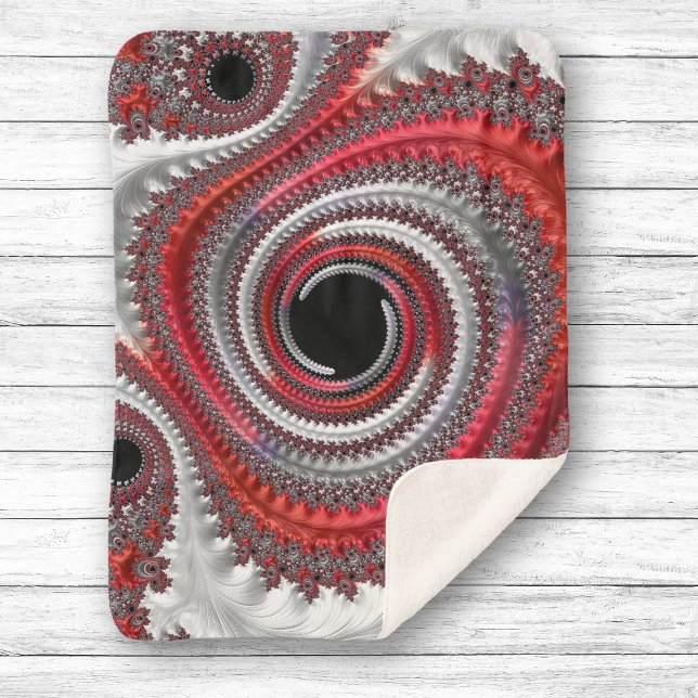 Cobertor Sherpa Fractal Espiral Gradiente abstrato Vermelho e Pret (Criador carregado)