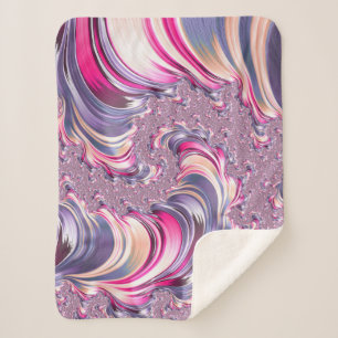 Cobertor Sherpa Fractal Espiral Rosa Roxo Abstrato