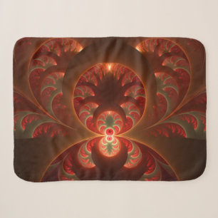 Cobertor Sherpa Fractal laranja vermelho moderno abstrato luminoso