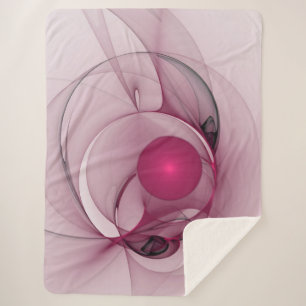 Cobertor Sherpa Fractal Sinuoso, Arte Abstrato Moderno Rosa Berry