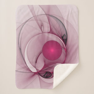 Cobertor Sherpa Fractal Sinuoso, Arte Abstrato Moderno Rosa Berry