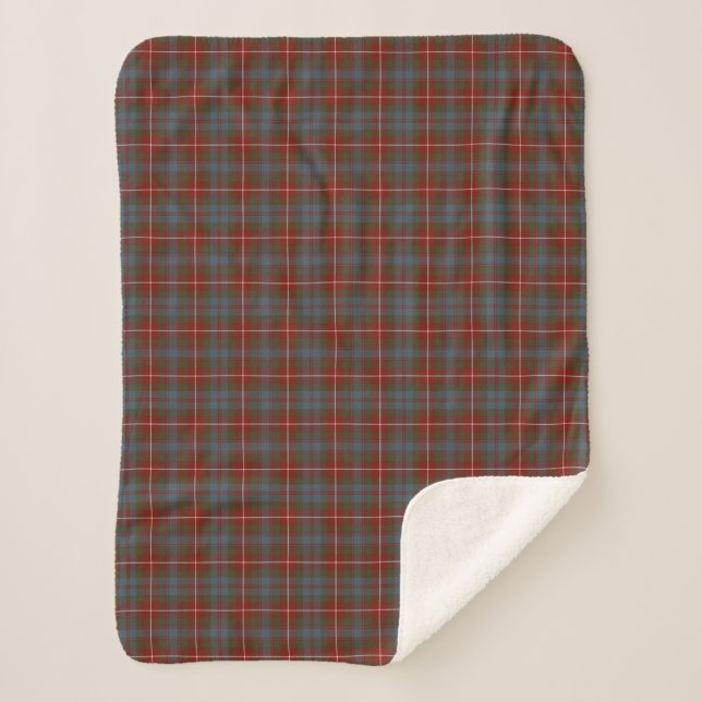 Cobertor Sherpa Fraser da obscuridade de Lovat - Tartan vermelho (Frente)
