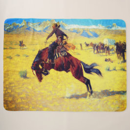 Cobertor Sherpa Frederic Remington Um Dia Frio No Rancho