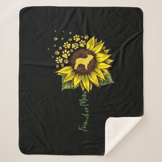Cobertor Sherpa Frenchie Sunflower Mãe Bulldog Francês Gift (Frente)