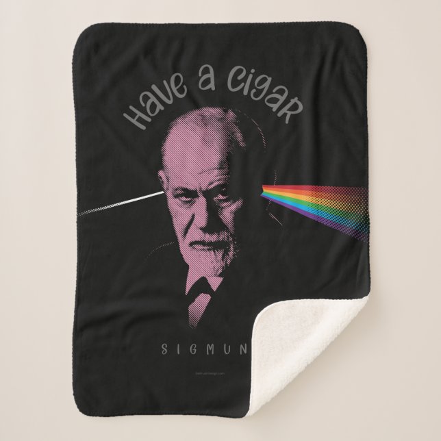 Cobertor Sherpa Freud Rosa (Tenha Um Charuto) (Frente)