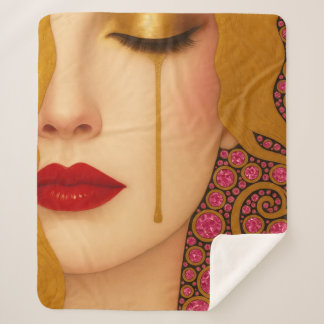 Cobertor Sherpa Freya's heartache golden tears in pink motif