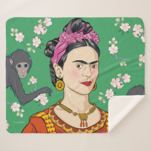 Cobertor Sherpa Frida Kahlo Monkey Graphic