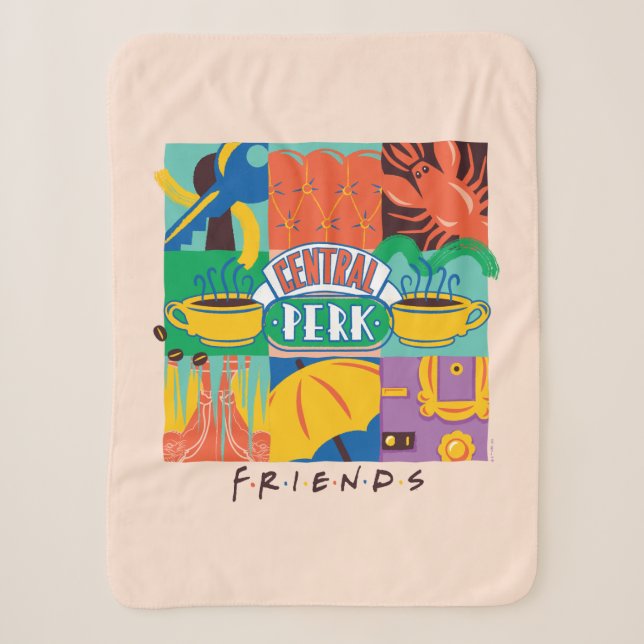 Cobertor Sherpa FRIENDS™ | Central Perk Gráfico Vibrante (Frente)