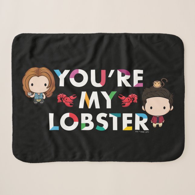 Cobertor Sherpa FRIENDS™ | Ross & Rachel  Lagosta Chibi (Frente (Horizontal))