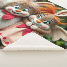 Cobertor Sherpa „Fröhliche Hasenfreunde im Frühlingsgarten“