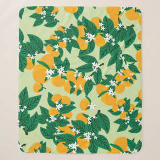 Cobertor Sherpa Fruta de laranja: padrão de vinheta verde.