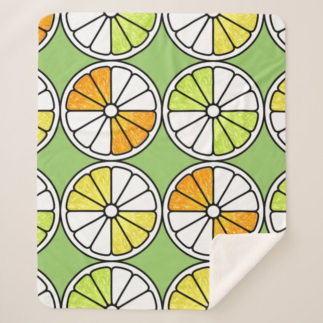Cobertor Sherpa Fruta De Tripas De Citros, Verão Sem Costura. (Frente)