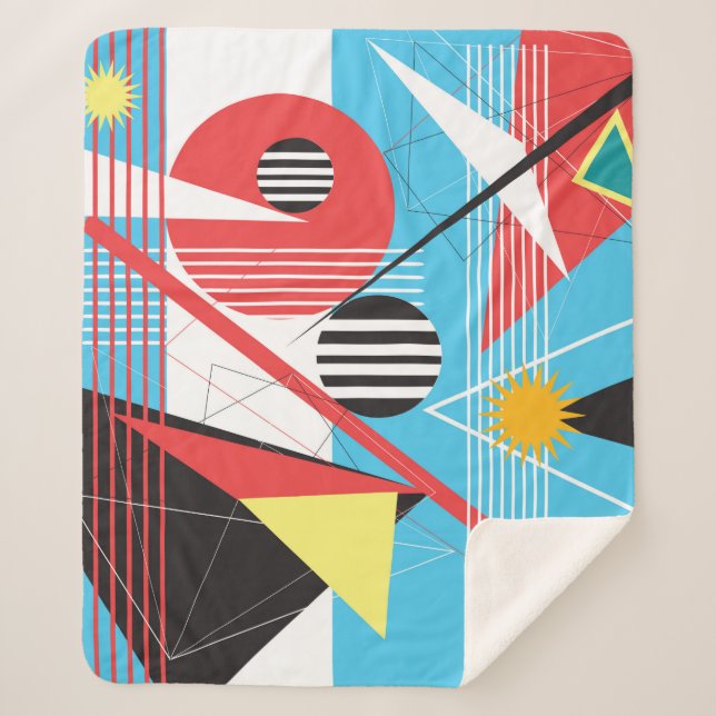 Cobertor Sherpa fundo abstrato multicolorido do obj geométrico (Frente)
