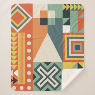 Cobertor Sherpa Fundo coletado de formas geométricas em um si