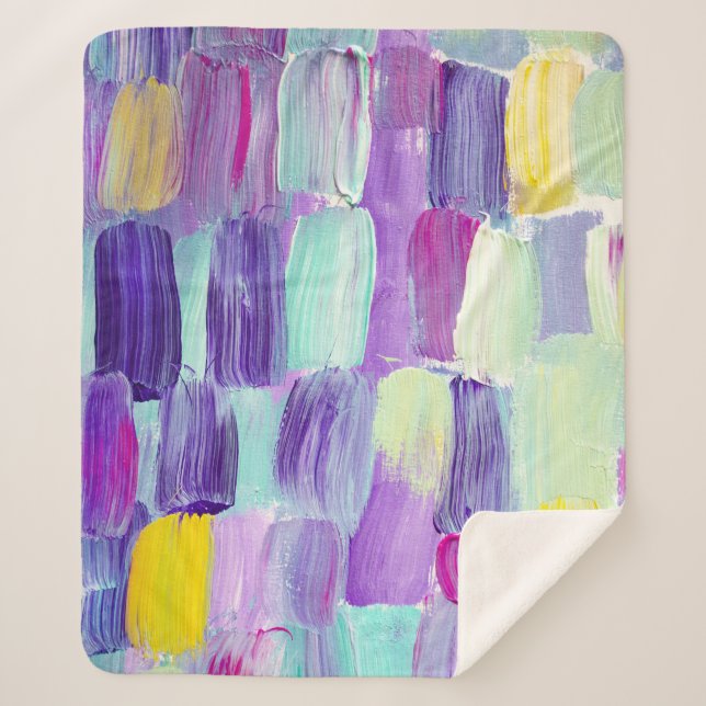 Cobertor Sherpa Fundo de Abstrato de Arte Pintada à Mão (Frente)