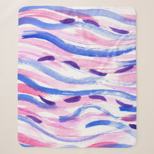 Cobertor Sherpa fundo de abstrato striped watercolor. Esfregão