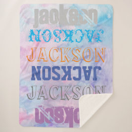 Cobertor Sherpa Fundo de Cores Aquáticas com Nome Personalizado Gr