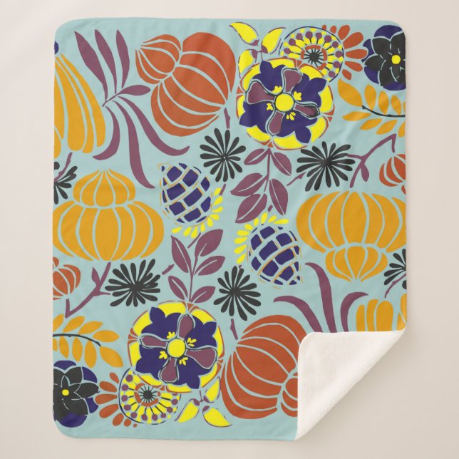 Cobertor Sherpa fundo de design floral (Frente)