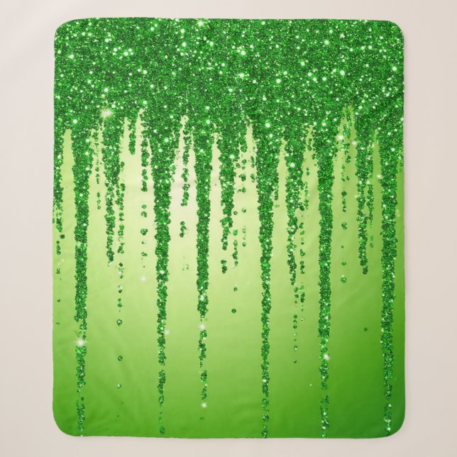 Cobertor Sherpa Fundo de gotejamento com brilho verde (Frente)