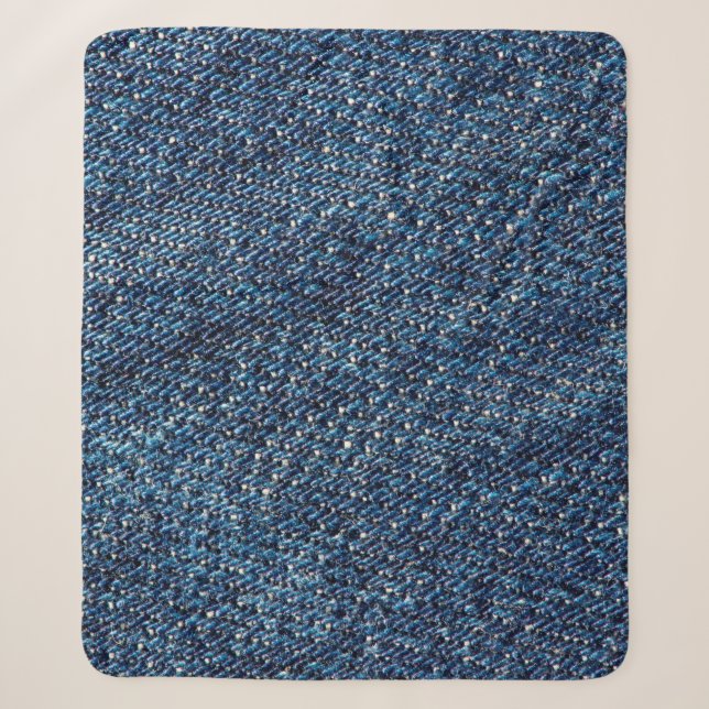 Cobertor Sherpa Fundo de textura jeans preto azul. (Frente)