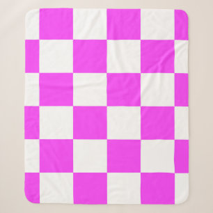 Cobertor Sherpa Fundo do azulejo de padrão verificado. Branco e Pi