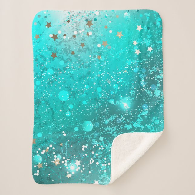 Cobertor Sherpa Fundo do Mint Turquoise Foil (Frente)