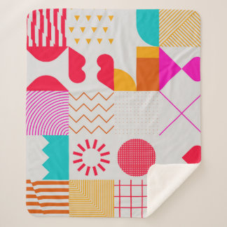 Cobertor Sherpa Fundo Geométrico de Trendy dos anos 80 a 90