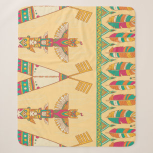 Cobertor Sherpa Fundo Ornamental Indígenas Americano Nativo.