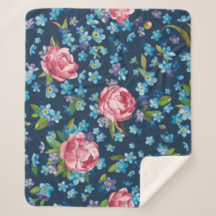 Cobertor Sherpa Fundo Retroativo de Peões Rosa Elegantes